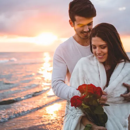 Romantic couple celebrating a special anniversary moment