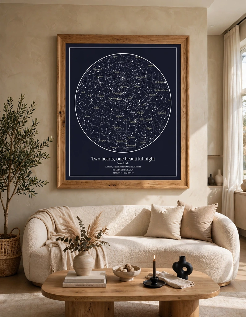 Personalized star map artwork