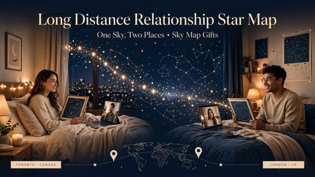 Long Distance Relationship Star Map: One Sky, Two Places
