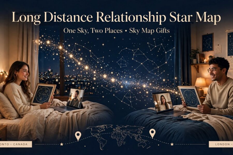 Long Distance Relationship Star Map: One Sky, Two Places