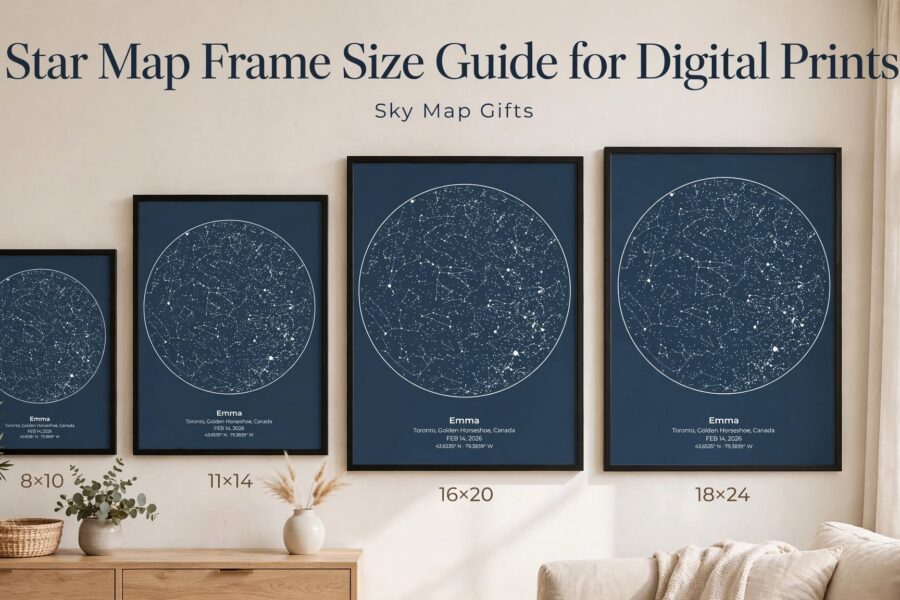 Star Map Frame Size Guide for Digital Prints