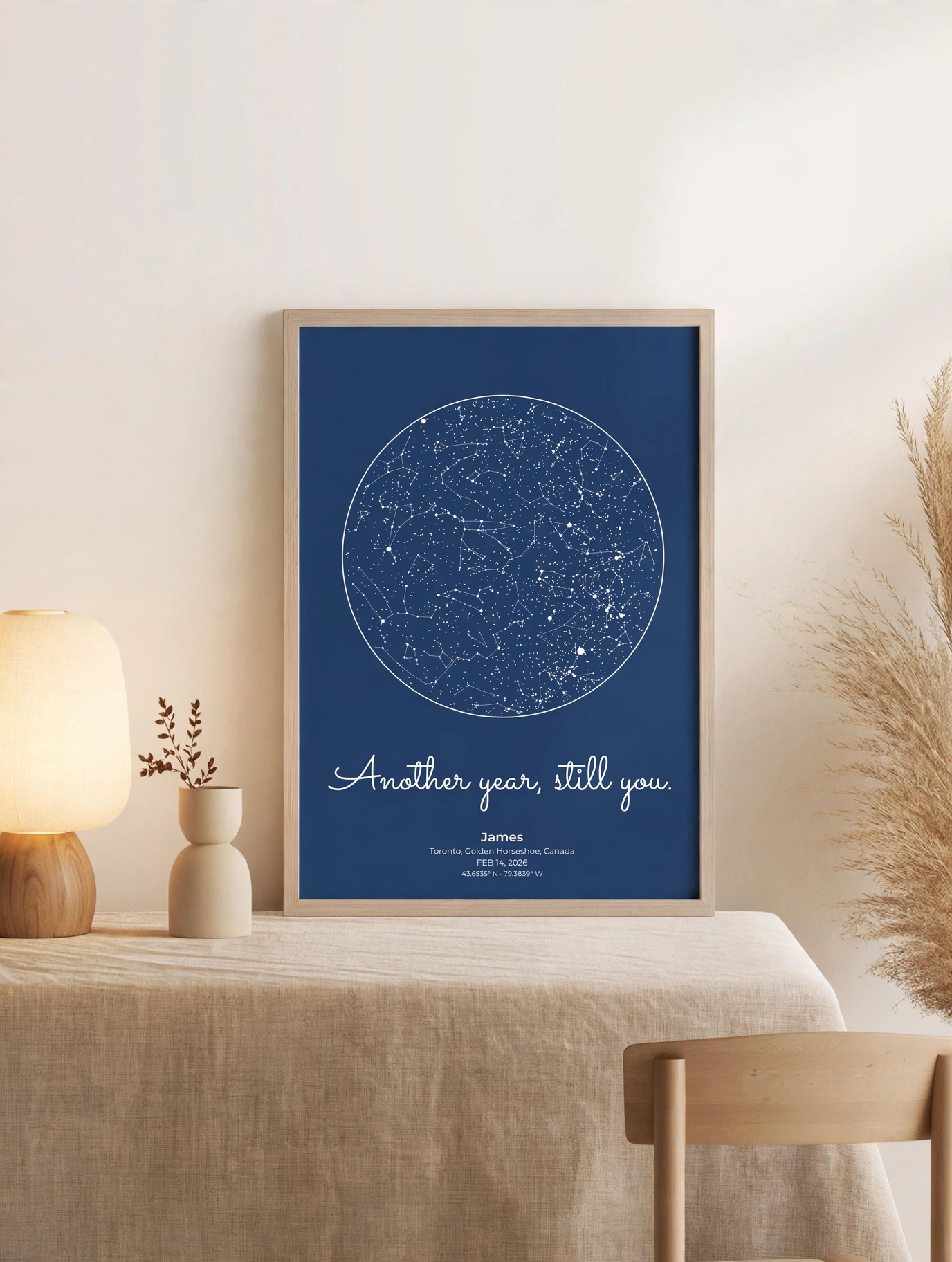 anniversary gift for husband featuring personalized star map artwork